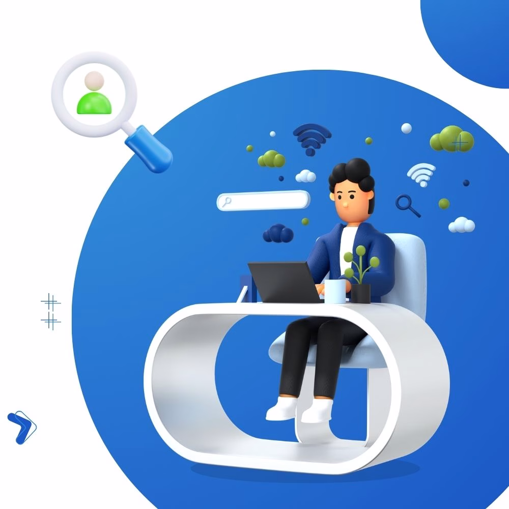 Remote hiring process illustration showing online recruitment, virtual interviews, and global talent hiring workflow